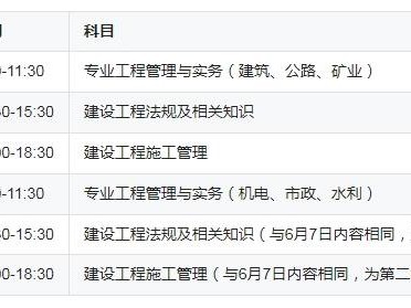 二級建造師考試科目及時間二級建造師考試科目
