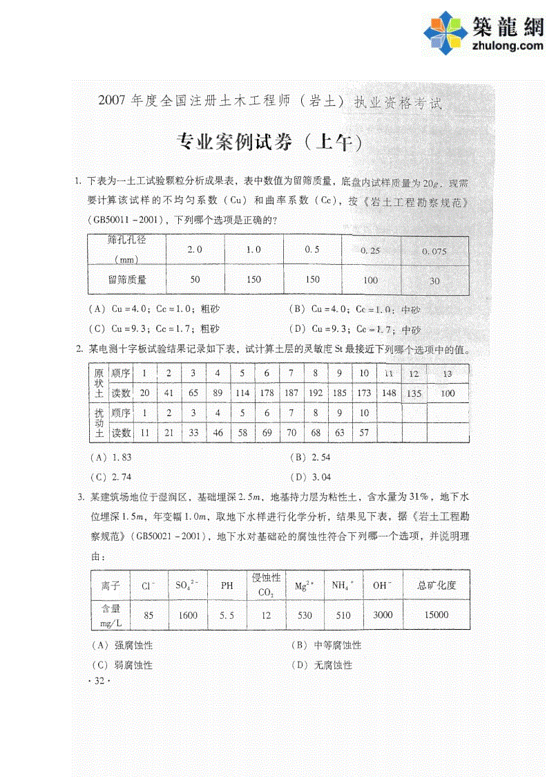 巖土工程師專業案例真題巖土工程師專業案例  第2張